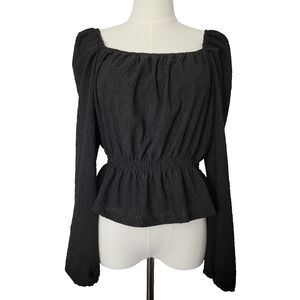 SO Romantic Black Coquete Milkmaid Top Juniors L NEW Peasant Witchy Whimsygoth